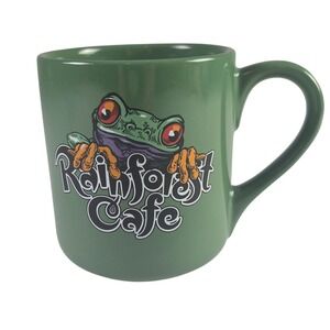 Vintage 2000 Rainforest Cafe Cha! Cha! Frog Green Coffee Mug Cup 16 Oz Ceramic
